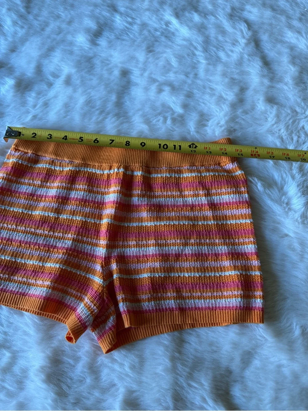 Pink Rose Orange Pink Striped Knit Swim Shorts